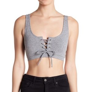 Ribbed Grommet Lace-Up Bralette